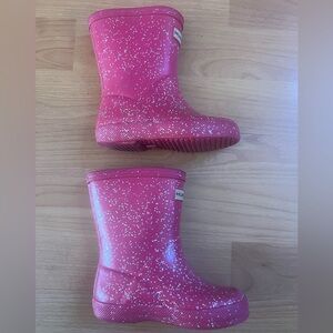 Hunter Pink Glitter Kids Rain Boots